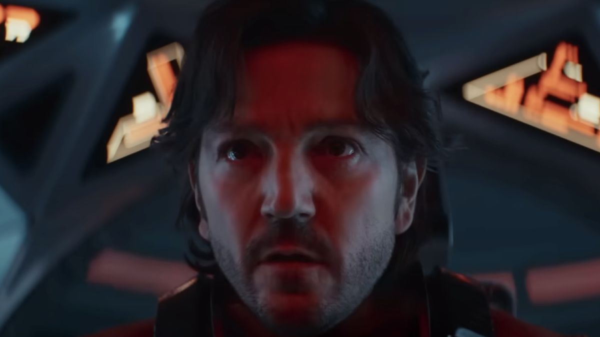 Diego Luna as Cassian piloting a Tie Fighter on Andor Season 2