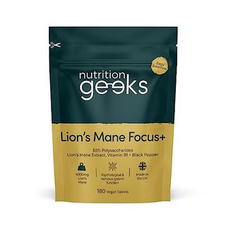 Lions Mane Supplement 4000mg With Vitamin B1 & Black Pepper, 180 Vegan Tablets - Lion's Mane Mushroom 15:1 Extract (not Lions Mane Powder or Capsules), Uk Made for Mental Performance & Nervous System