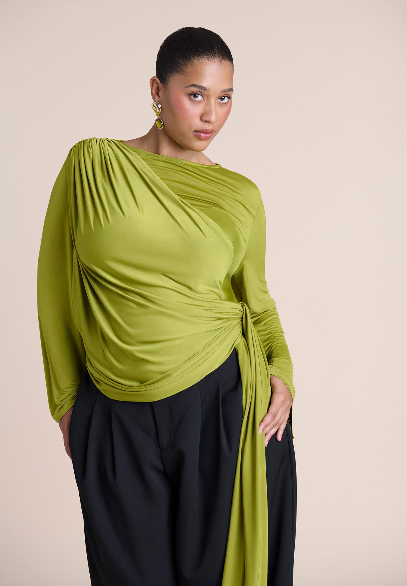 Draped Tie-Waist Top