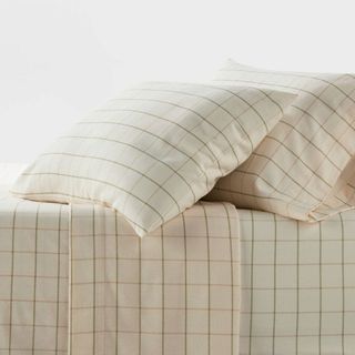 Twin Flannel Sheet Set Ivory Windowpane - Threshold™