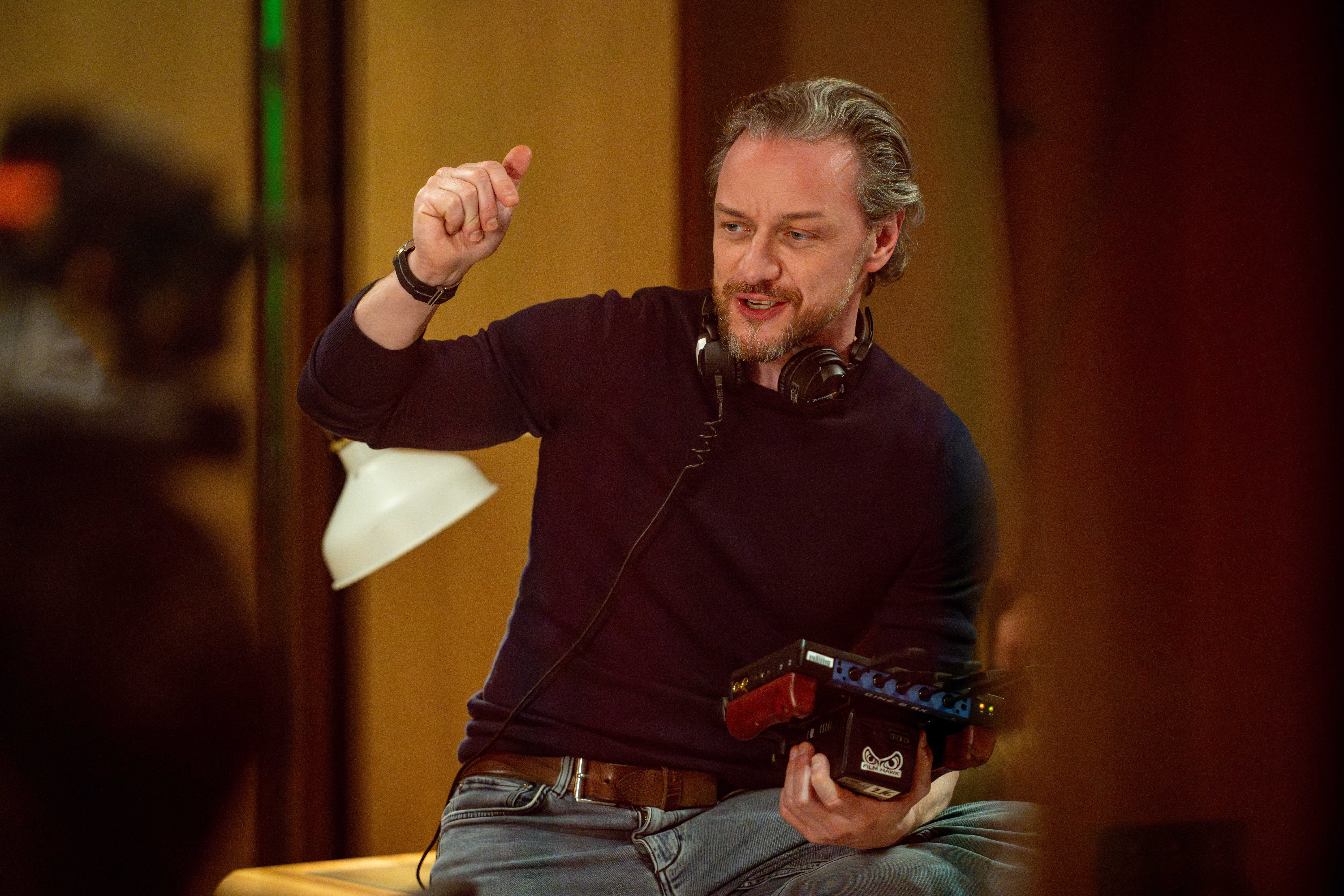 a behind the scenes image of James McAvoy directing california schemin'