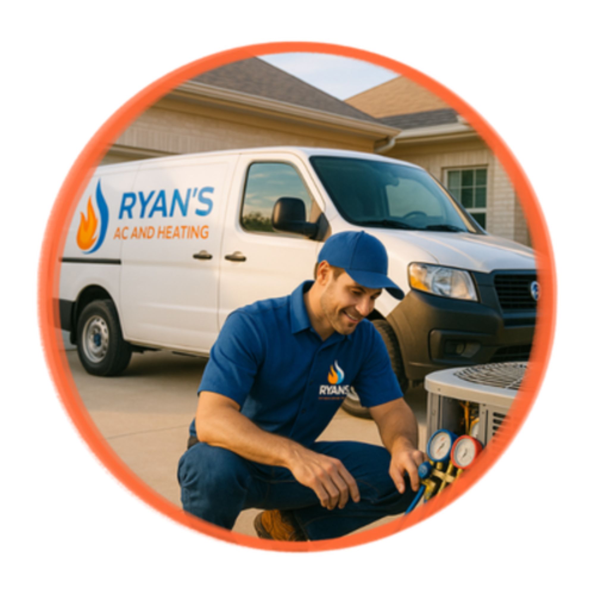 A picture of Ryan Gaddis in front of a white van