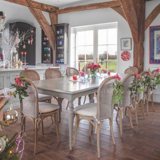 Sussex farmhouse kitchen table dressed for christmas