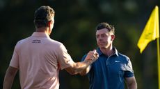 Justin Rose congratulates Rory McIlroy after his playoff win at The Masters in 2025