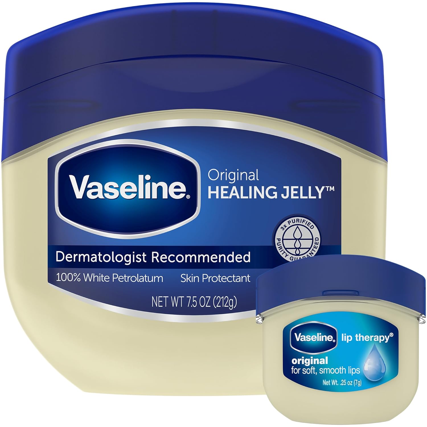 Vaseline Original Healing Jelly, Skin Protectant With 100% White Petrolatum + Original Lip Therapy for Soft, Smooth Lips