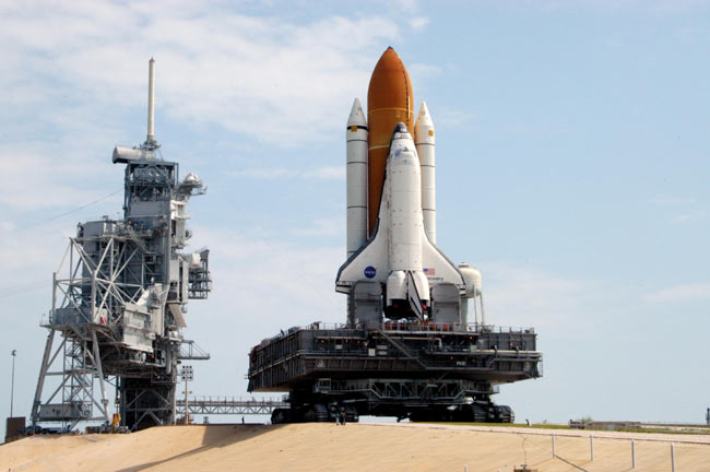 Space Shuttle Discovery Returns to Launch Pad