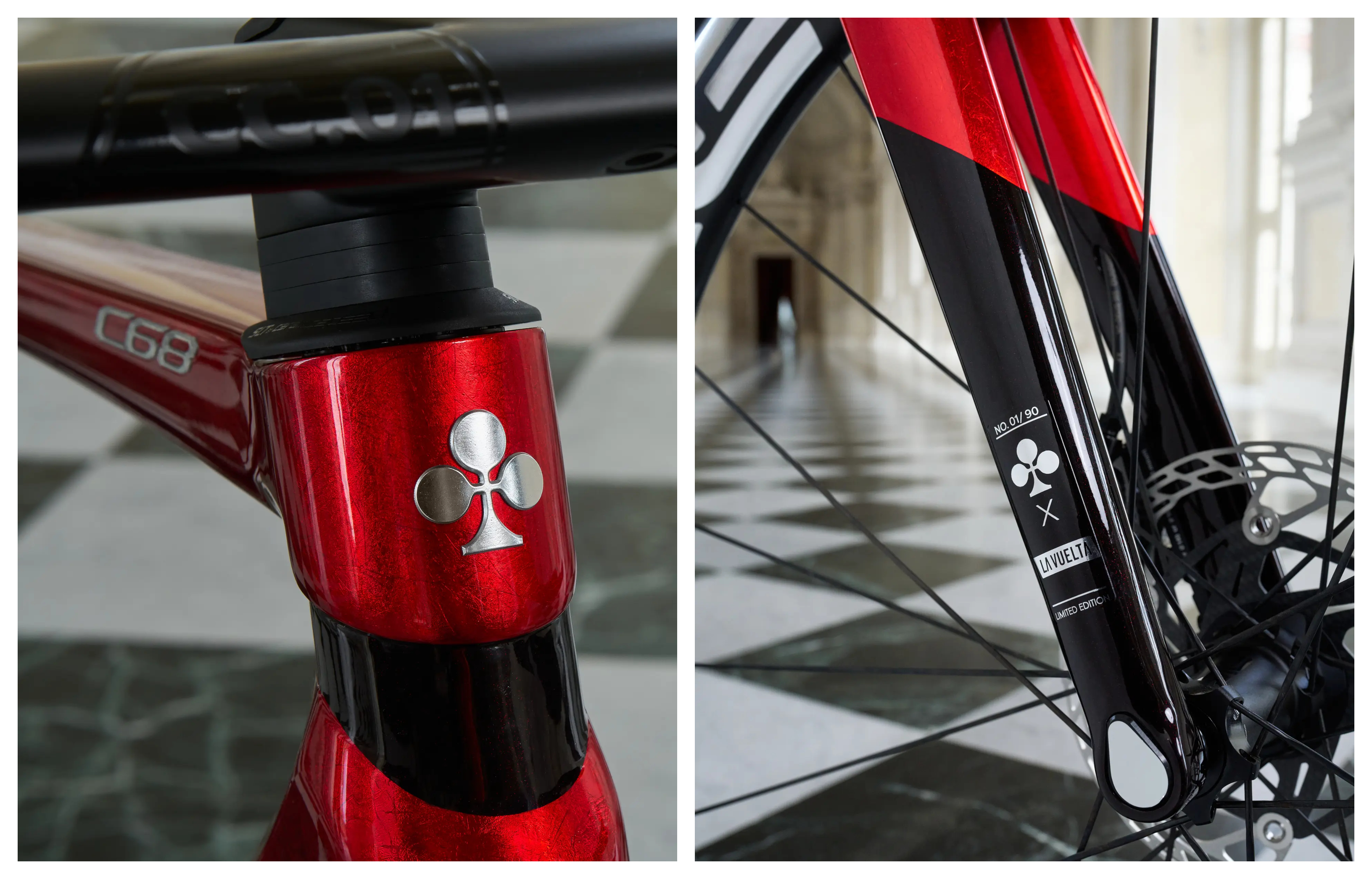 Detail of the Colnago C68 Rosso