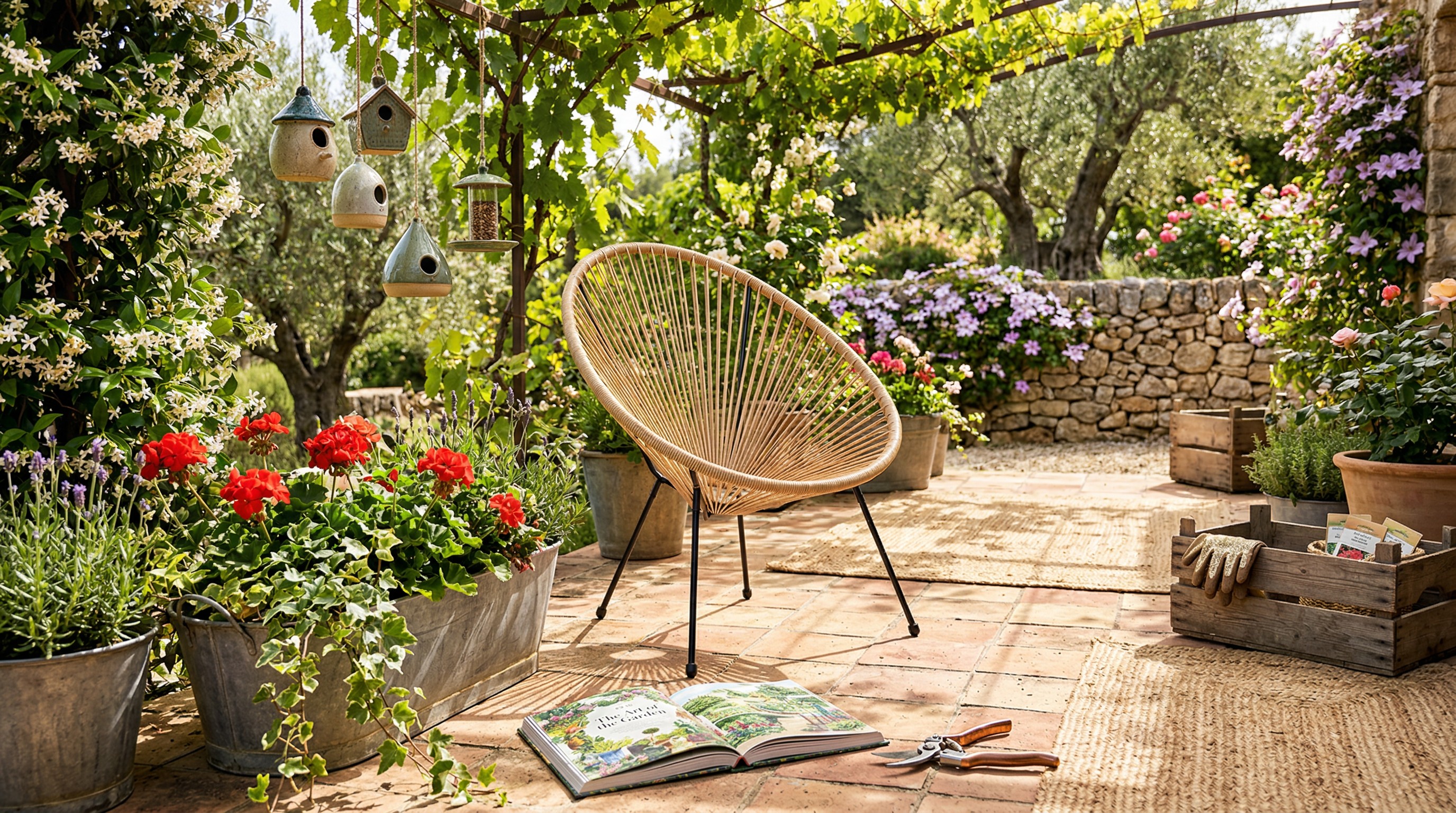 Belavi patio chair from Aldi on a garden patio.
