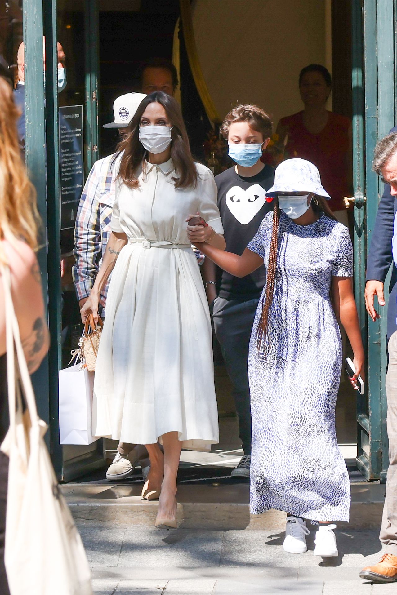 Angelina Jolie,Pax Thien Jolie,Zahara-Marley Jolie and Knox-Leon Jolie are seen leaving the