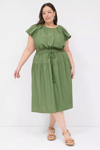 Lane Bryant Pleated Crew-Neck Midi Dress