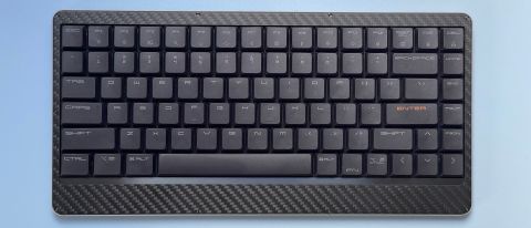 The Lofree Edge keyboard against a blue background.