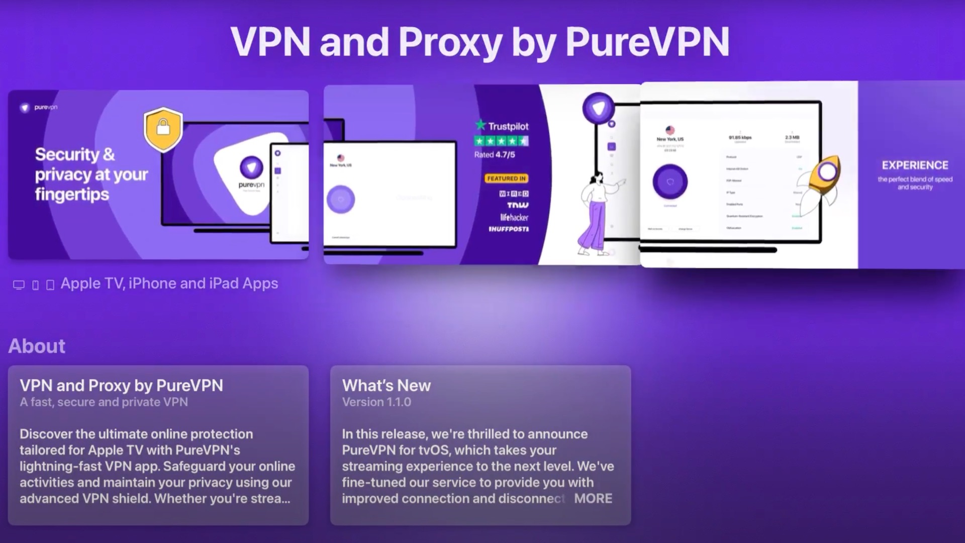 PureVPN Приложение Apple TV в App Store