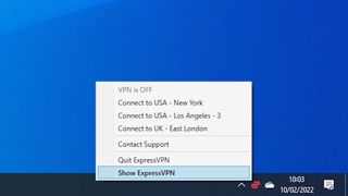 Launch ExpressVPN from the Windows desktop or system tray