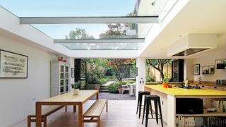 kitchen diner extension with glass ceiling