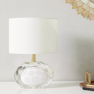 table lamp with clear, crystal base