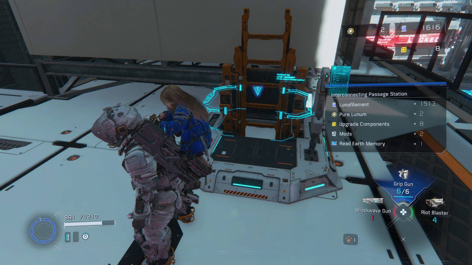 Pragmata tips hugh and diana next to escape hatch ladder