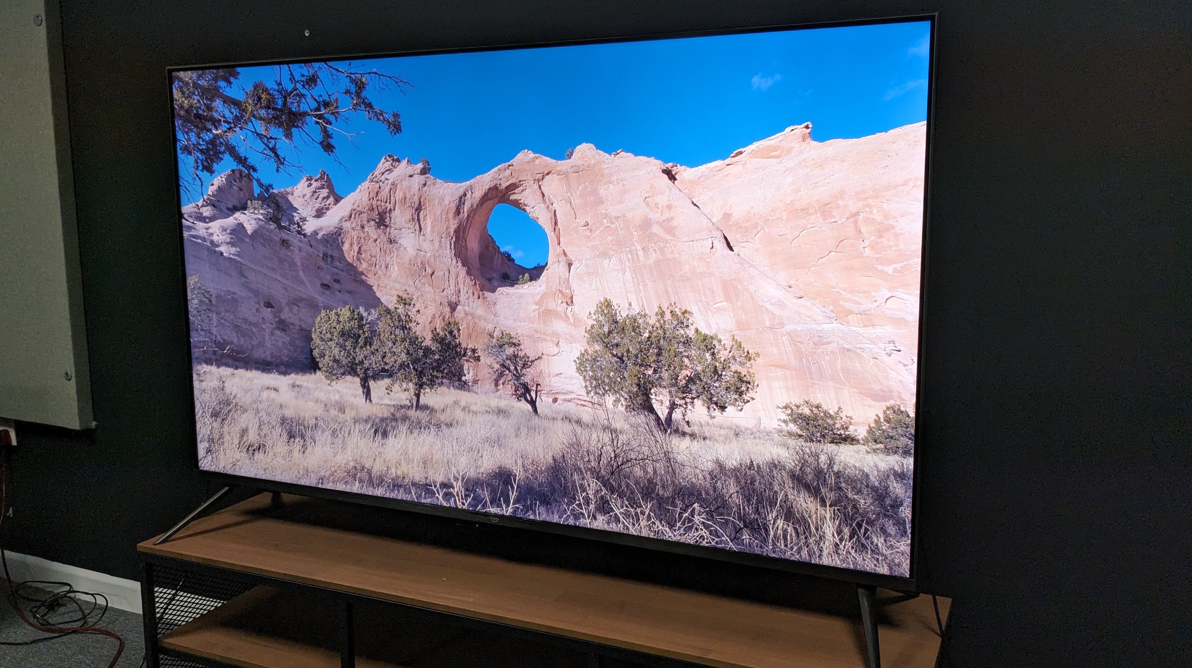 Amazon Omni QLED with demo content of mountain on screen
