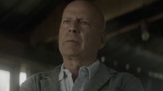 Valmora (Bruce Willis) looks ahead in Assassin.