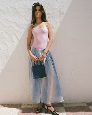 Maryam Nassir Zadeh X J.crew Ombré Side-Tie Skirt in Cotton Voile