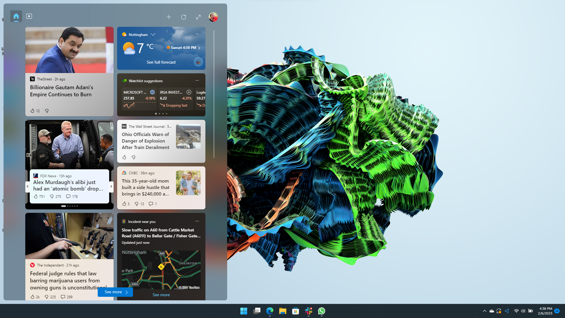 Panel de widgets de Windows 11