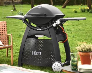 Weber Q3200 Gas Grill being tested in editor's home