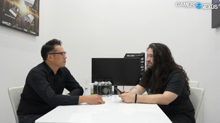 A screenshot from a Gamers Nexus video with Chris Lee, the VP of motherboards at ASRock