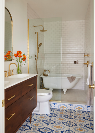 a wetroom with freestanding tub