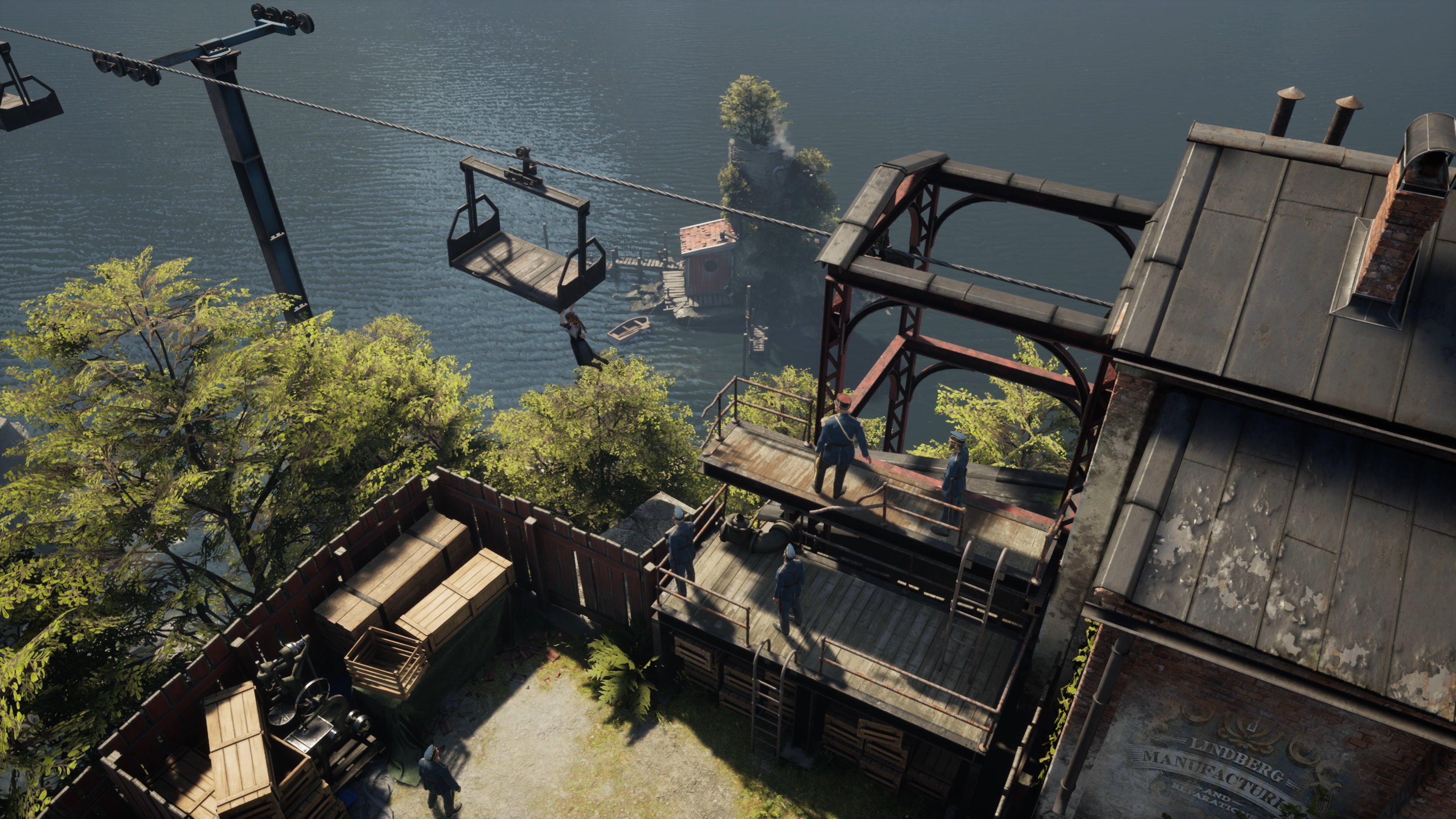 An outdoor space with a water backdrop in Eriksholm: The Stolen Dream