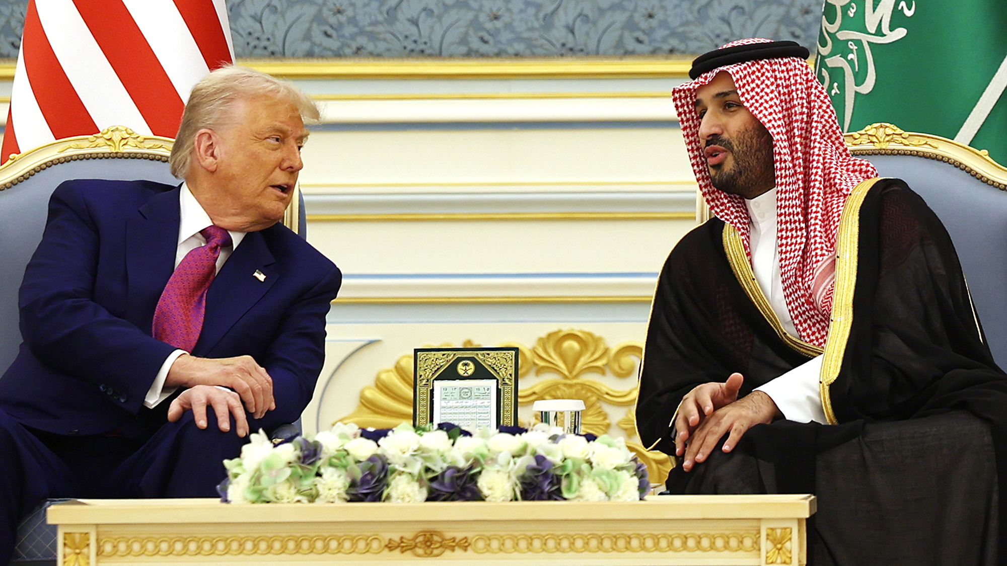 U.S. President Donald Trump meets with Saudi Crown Prince Mohammed bin Salman at the Saudi Royal Court in Riyadh, Saudi Arabia
