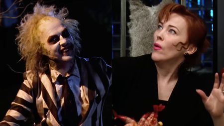 Michael Keaton and Catherine O'Hara in Beetlejuice.
