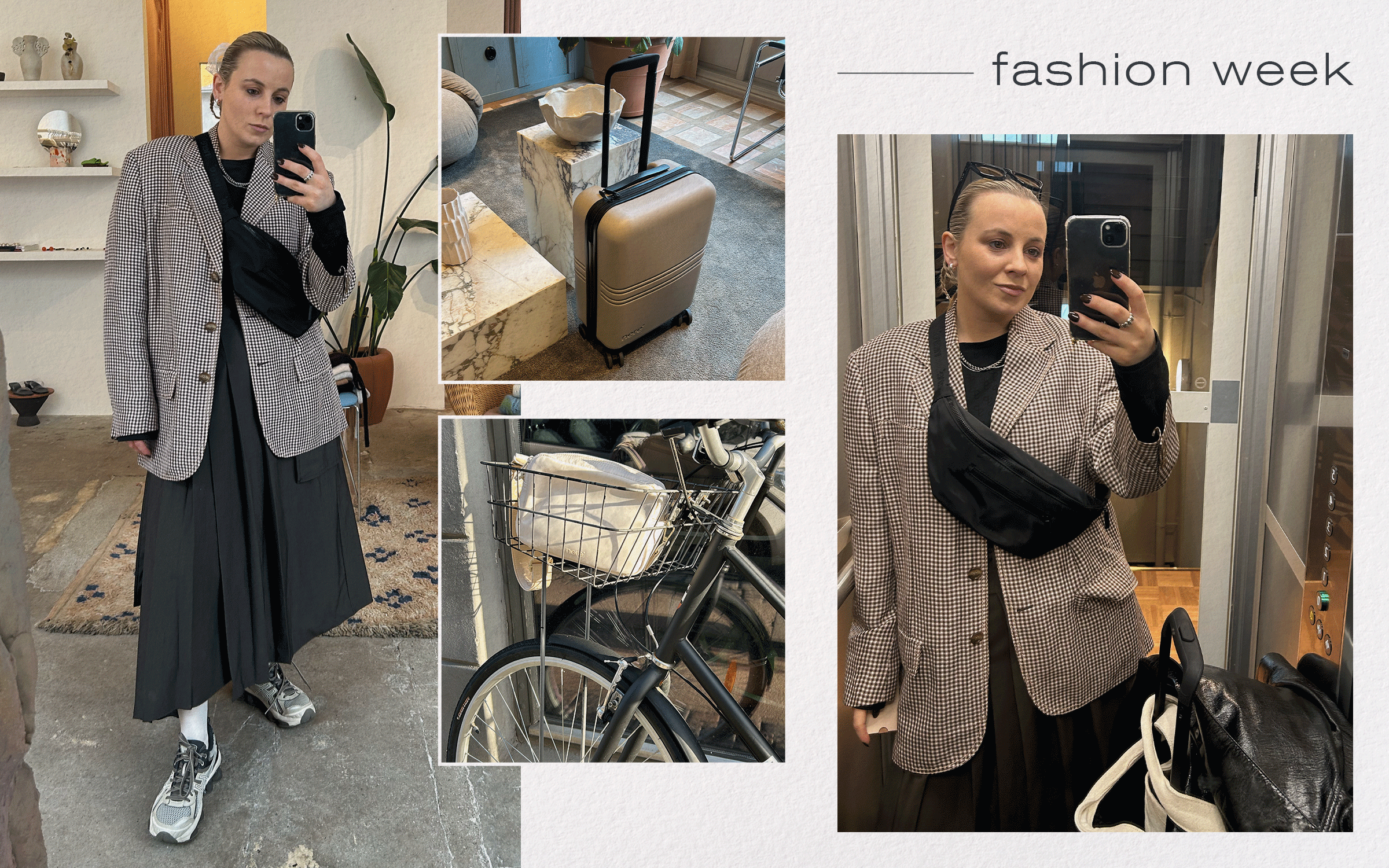 Who What Wear UK editor Rebecca Rhys-Evans with Nere luggage