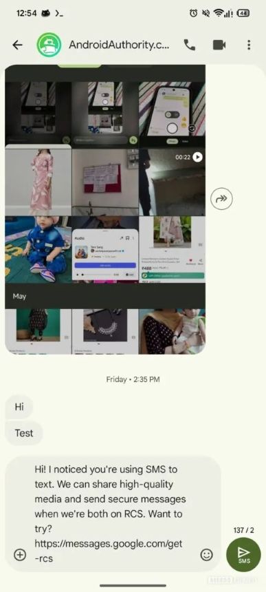 RCS invite prompt in Google Messages