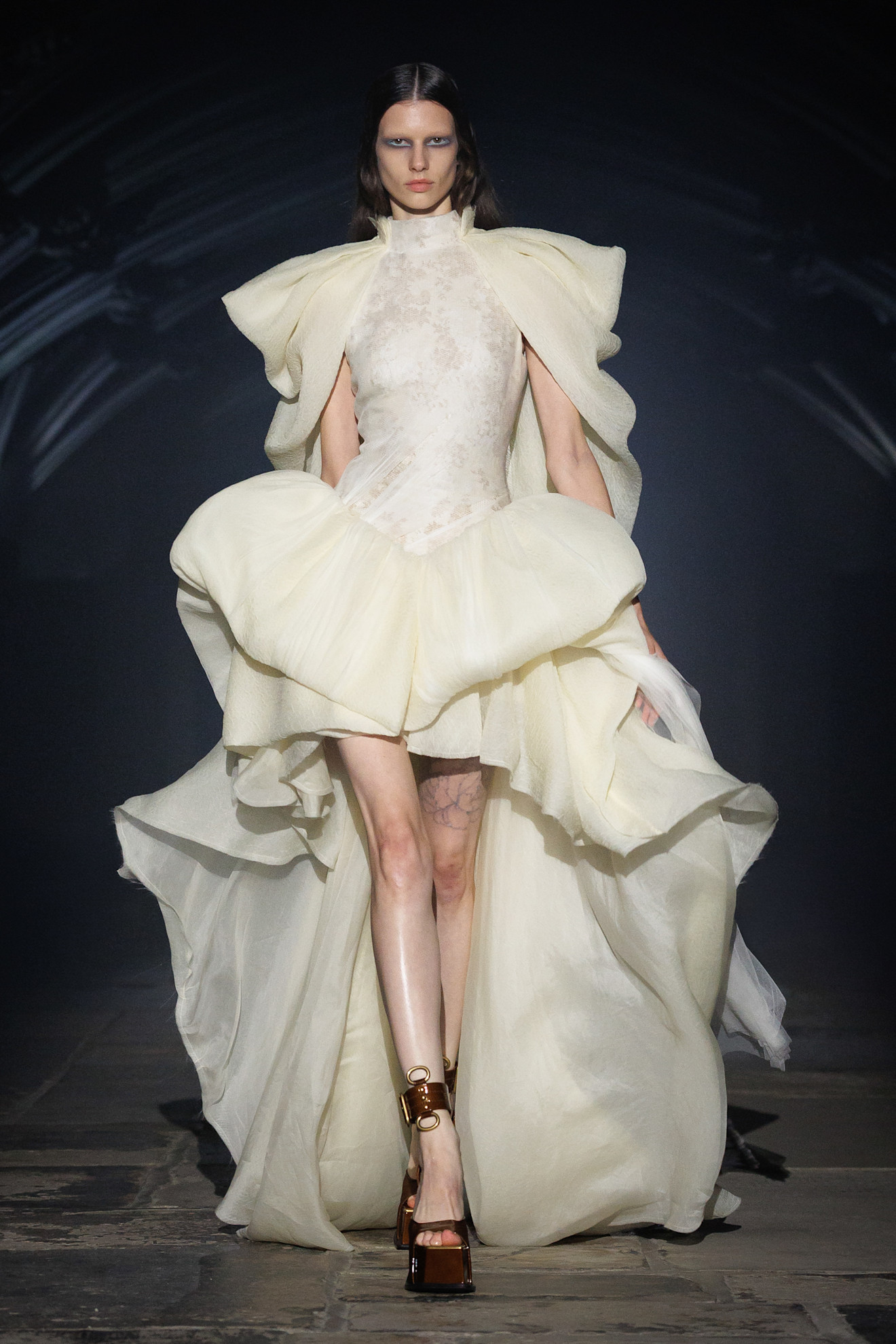 Photo of model walking in the Alexander McQueen Spring Summer 2027 show.
