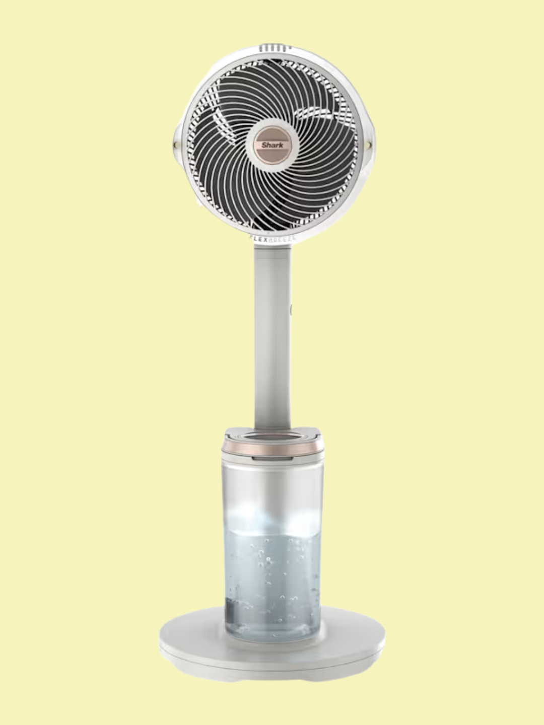 A white misting indoor/outdoor pedestal fan from Shaek