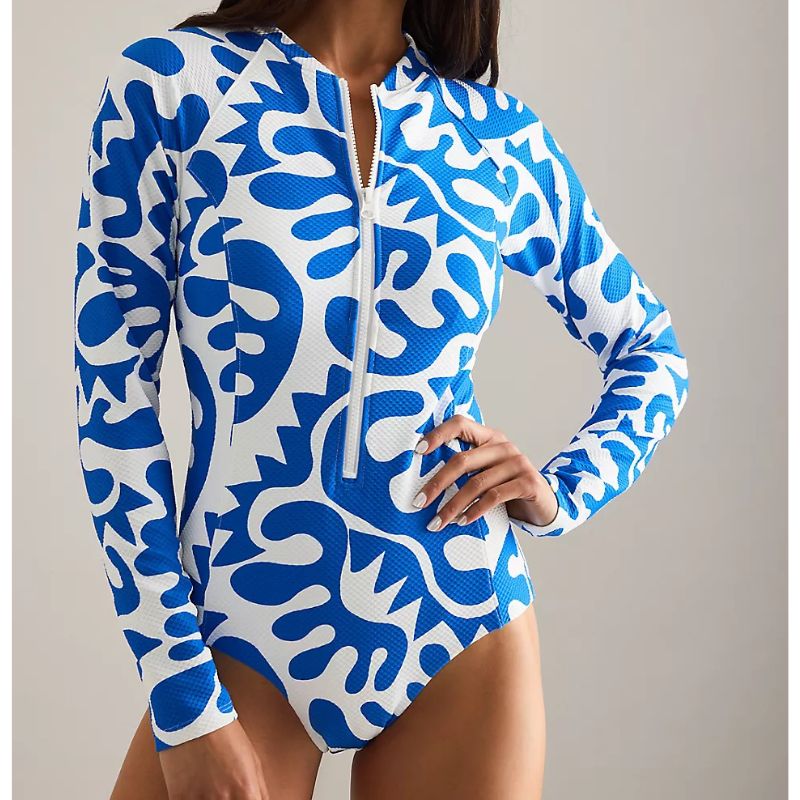 Anthropologie , Sea Level Seascape Long-Sleeve Swimsuit