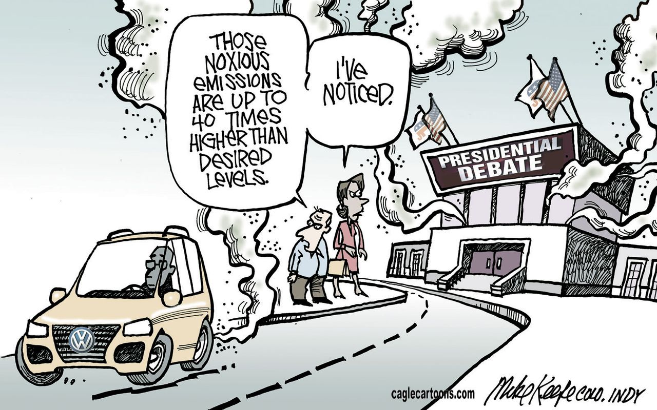 Political cartoon U.S. GOP Debate 2016 Volkswagen