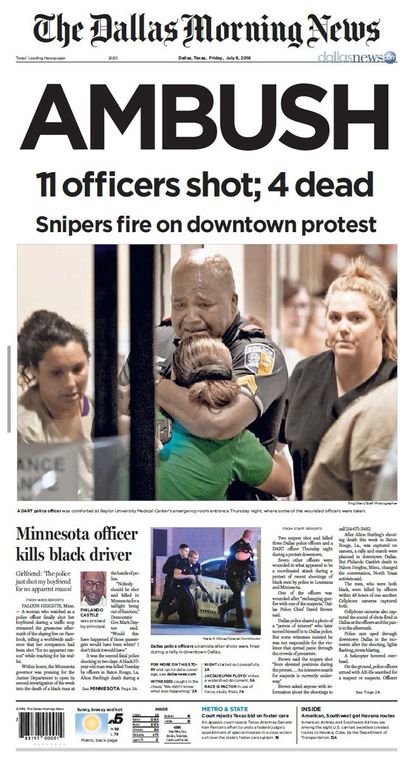 The front page of Friday's Dallas Morning News.