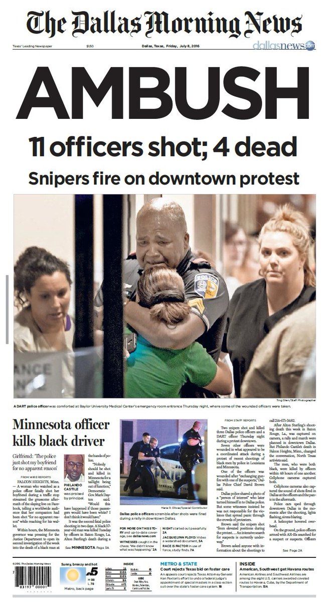 The front page of Friday&amp;#039;s Dallas Morning News.