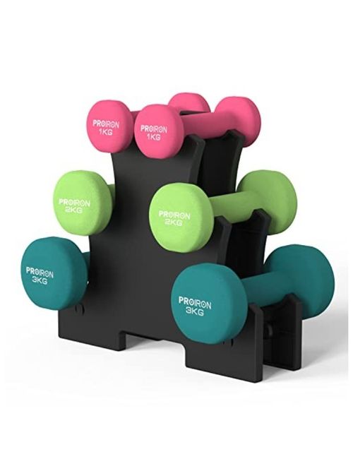 Neoprene Dumbbells Set (1kg, 2kg, 3kg Dumbbell Sets With Dumbbell Rack)