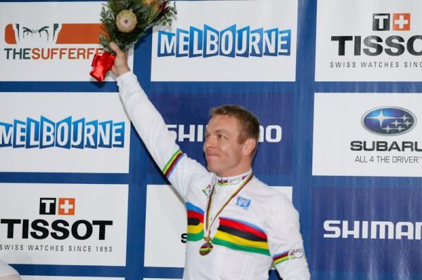Sir Chris Hoy (GBR) in the world champion jersey