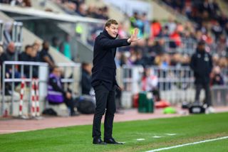 Rotherham United manager Matt Taylor in action during the Sky Bet Championship between Rotherham United and Burnley at AESSEAL New York Stadium on April 18, 2023 in Rotherham, United Kingdom.