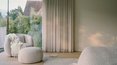 Wave-fold curtains in a contemporary bedroom
