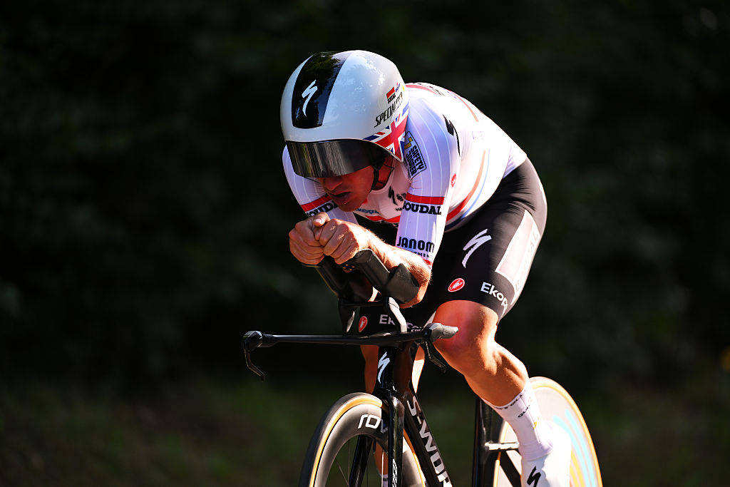NIEDERANVEN, LUXEMBOURG - SEPTEMBER 20: Ethan Hayter of Great Britain and Team Soudal Quick-Step competes during the 85th Tour de Luxembourg, Stage 4 a 26.3km individual time trial stage from Niederanven to Niederanven on September 20, 2025 in Niederanven, Luxembourg. (Photo by Tim de Waele/Getty Images)