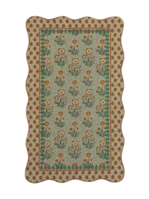 Scalloped Floral Outdoor Patio Rug, 3' x 5'