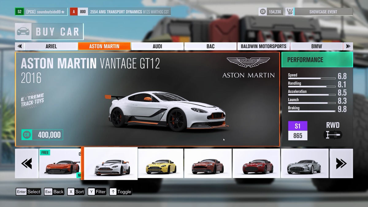 Forza Horizon 3 car list all the vehicles in the