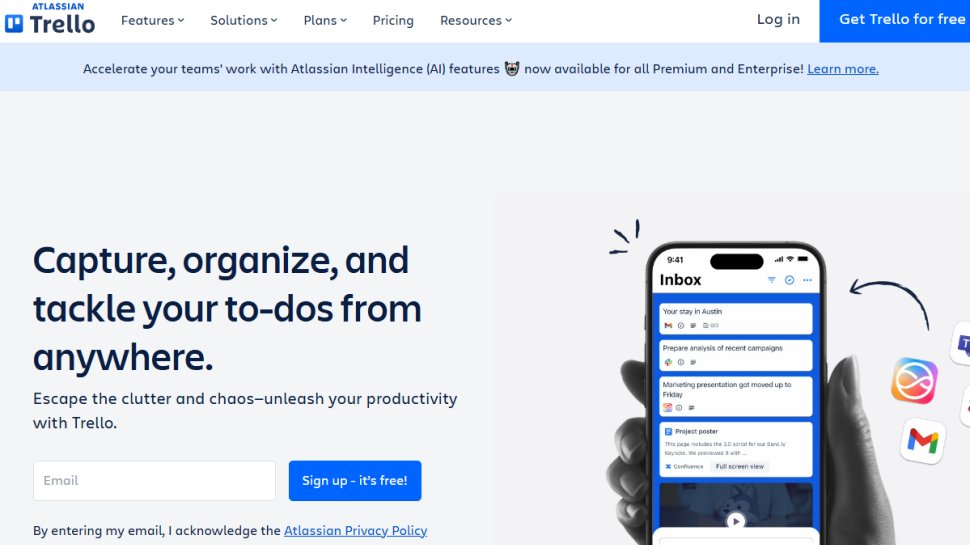 Website screenshot of Trello (November, 2025)
