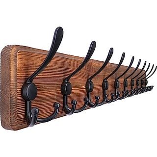 Skoloo Rustic Large Coat Rack Wall Mount-38.6'' Long Coat Rack for Wall, Wood Coat Rack Hook, Farmhouse Coat Hanger Wall Mount for Hanging Jacket Coat