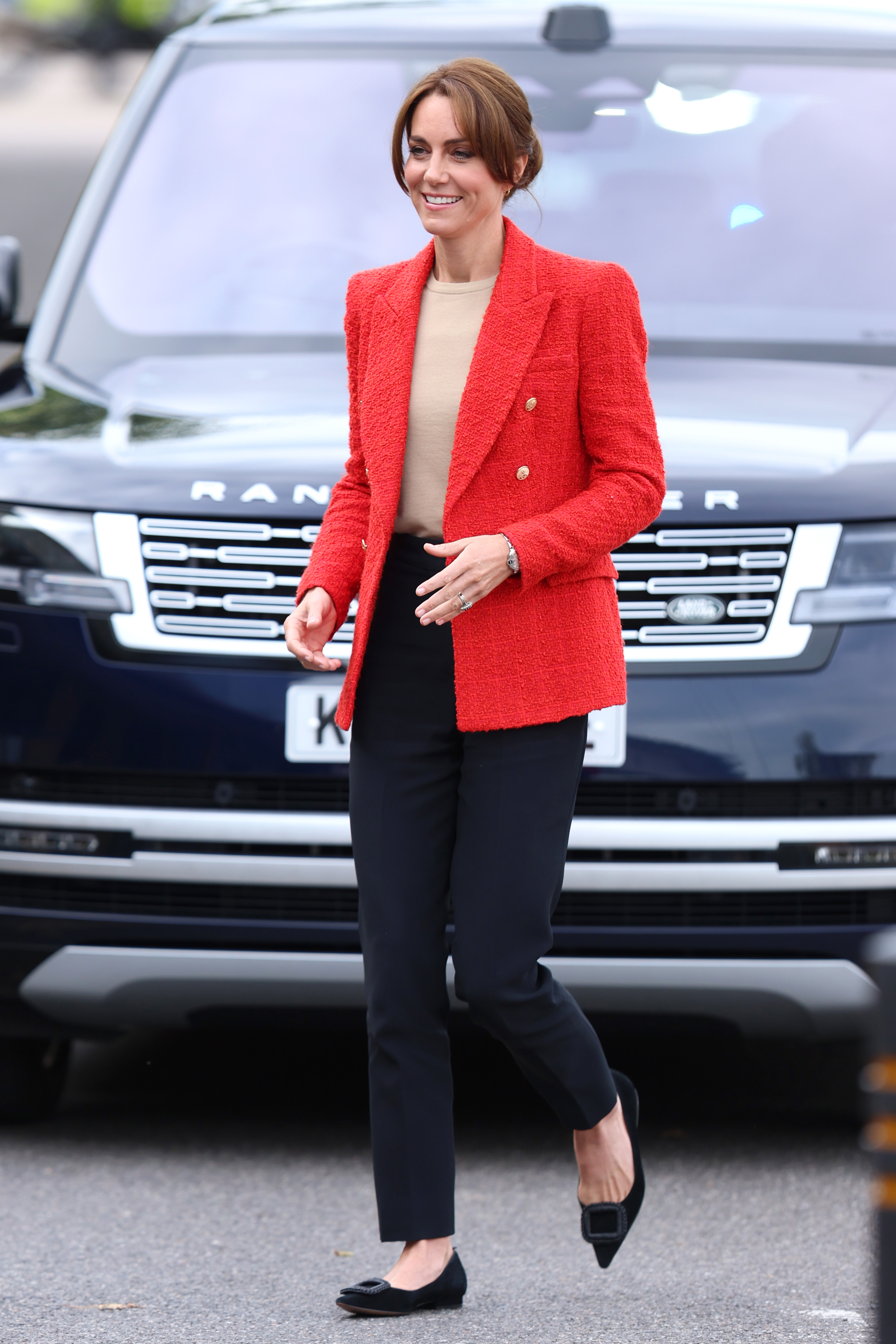 Catherine, Princess of Wales smiles as she joins a Portage Session for her 'Shaping Us' campaign in 2023