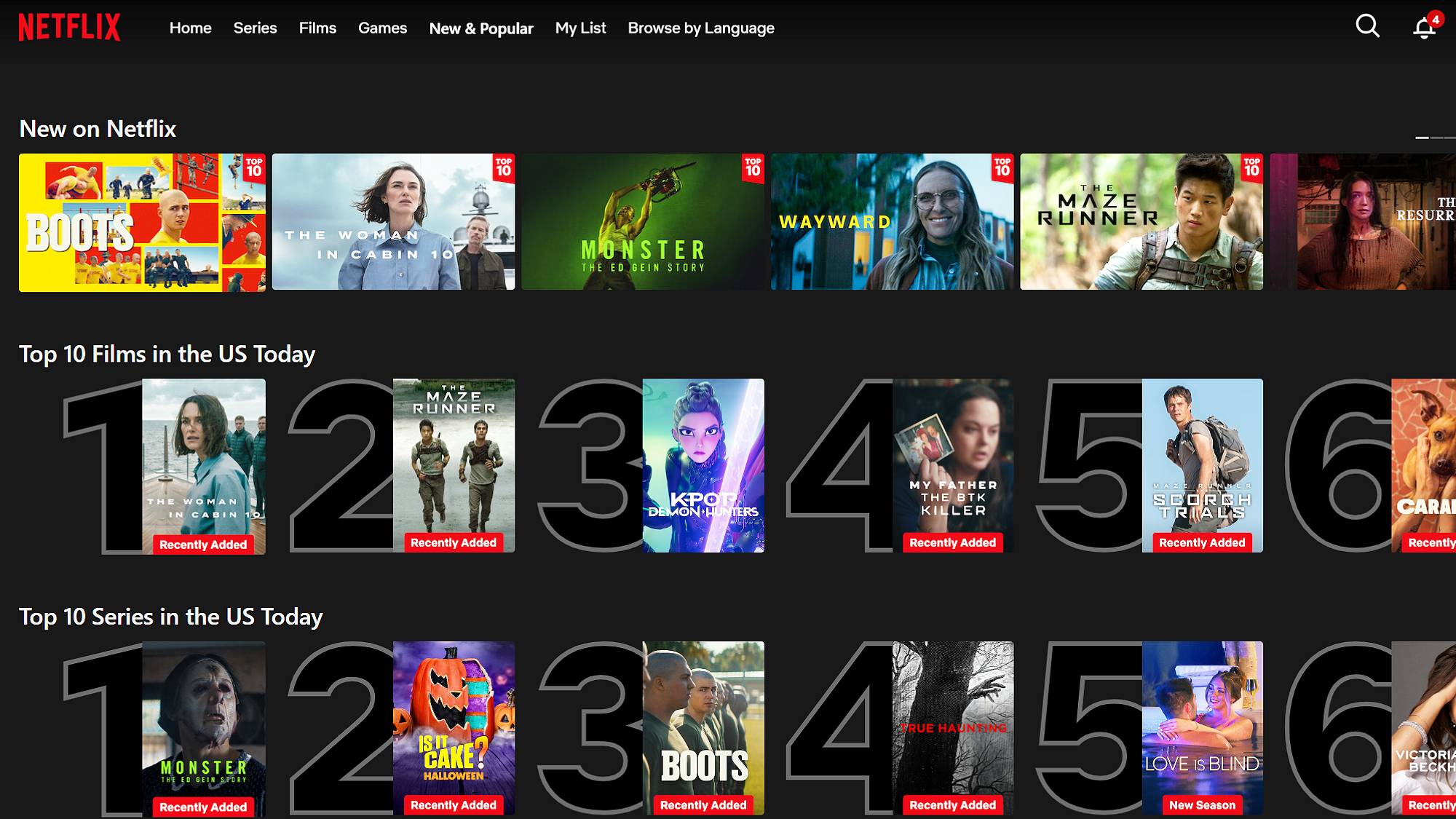 Netflix homepage screenshot