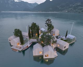floating homes on the water made from wood